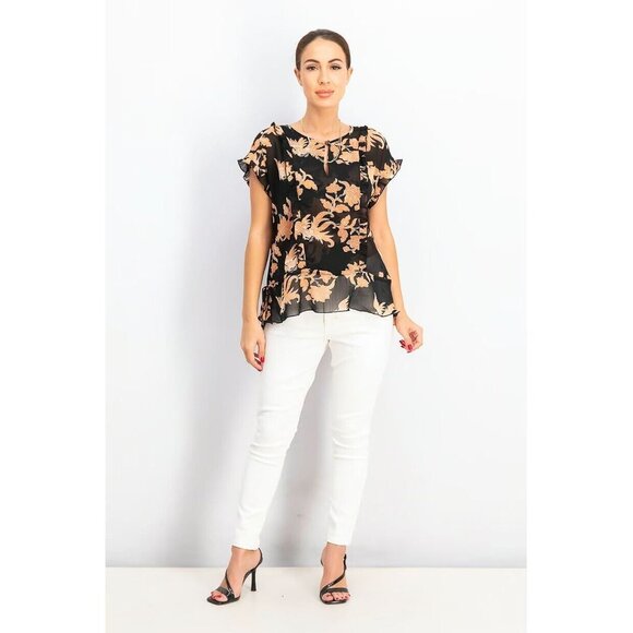 SCOTCH & SODA Fading Roads Brown Pink Tropical Print Chiffon Blouse, Size XS - Picture 12 of 14